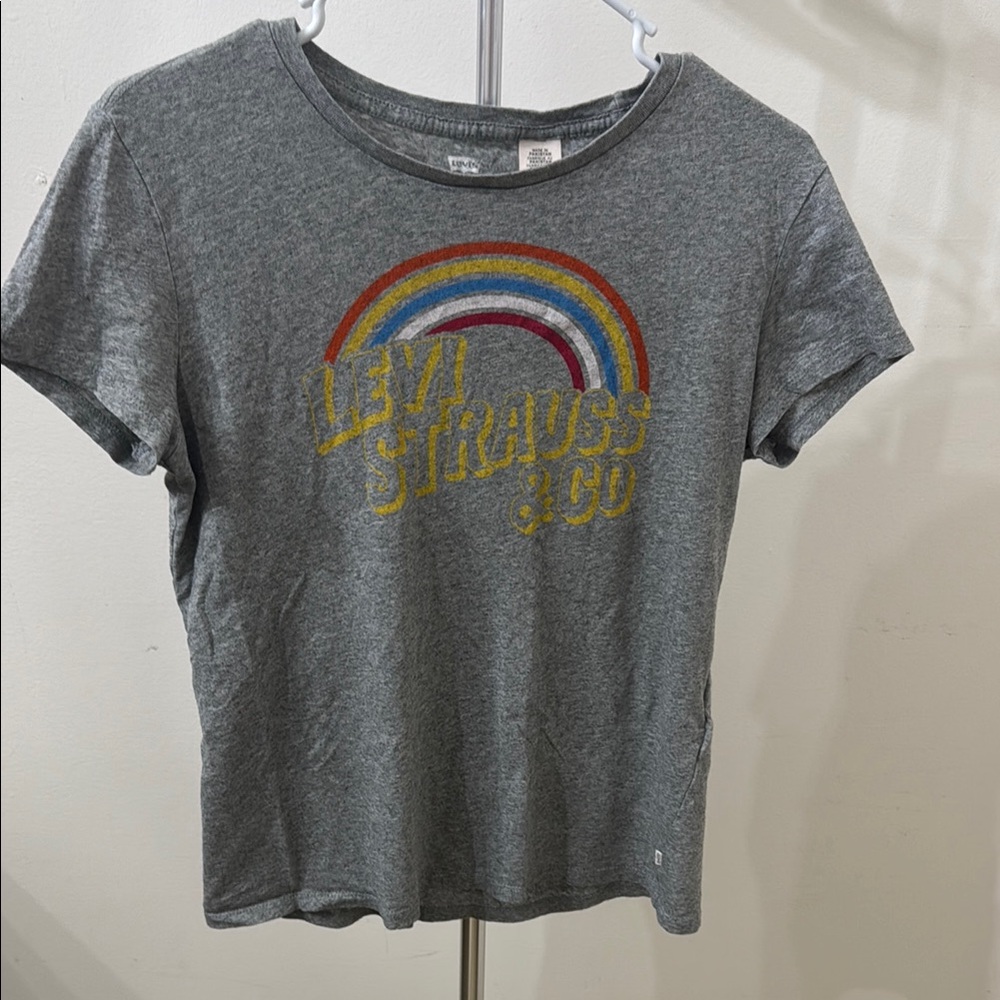 Levi's Gray Tee with Rainbow Design